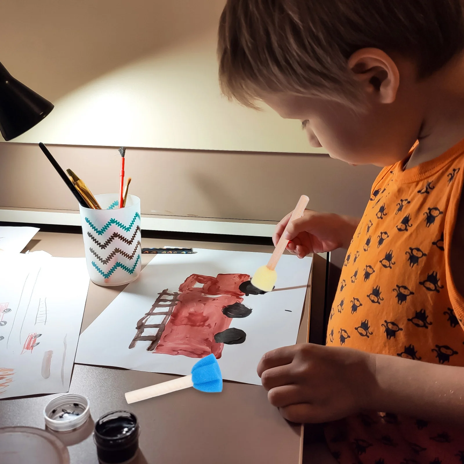 

10Pcs Round Paint Sponge Brushes Colorful DIY Painting Tool for Kids Imagination Development Paint Sponge Brush