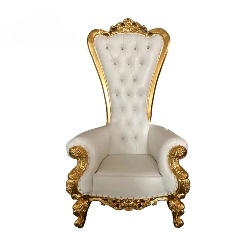 Chaise de trône de luxe d'hôtel en gros, chaise de trône de mariage blanc doré pour événement