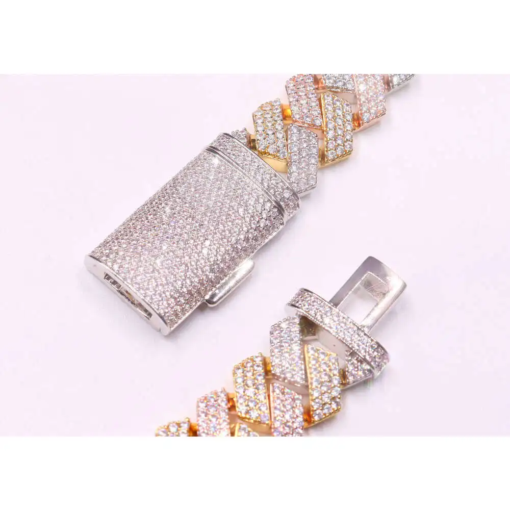 Luxury High End European and American Popular Trendy Hip-hop Cuban Chain Men and Women's Street Fashion Diamond Inlaid 925 Silve