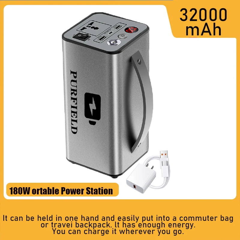 Portable Power 180W Station Generator Battery  32000mAh AC DC output Outdoor Charger Emergency Power Supply Power Bank