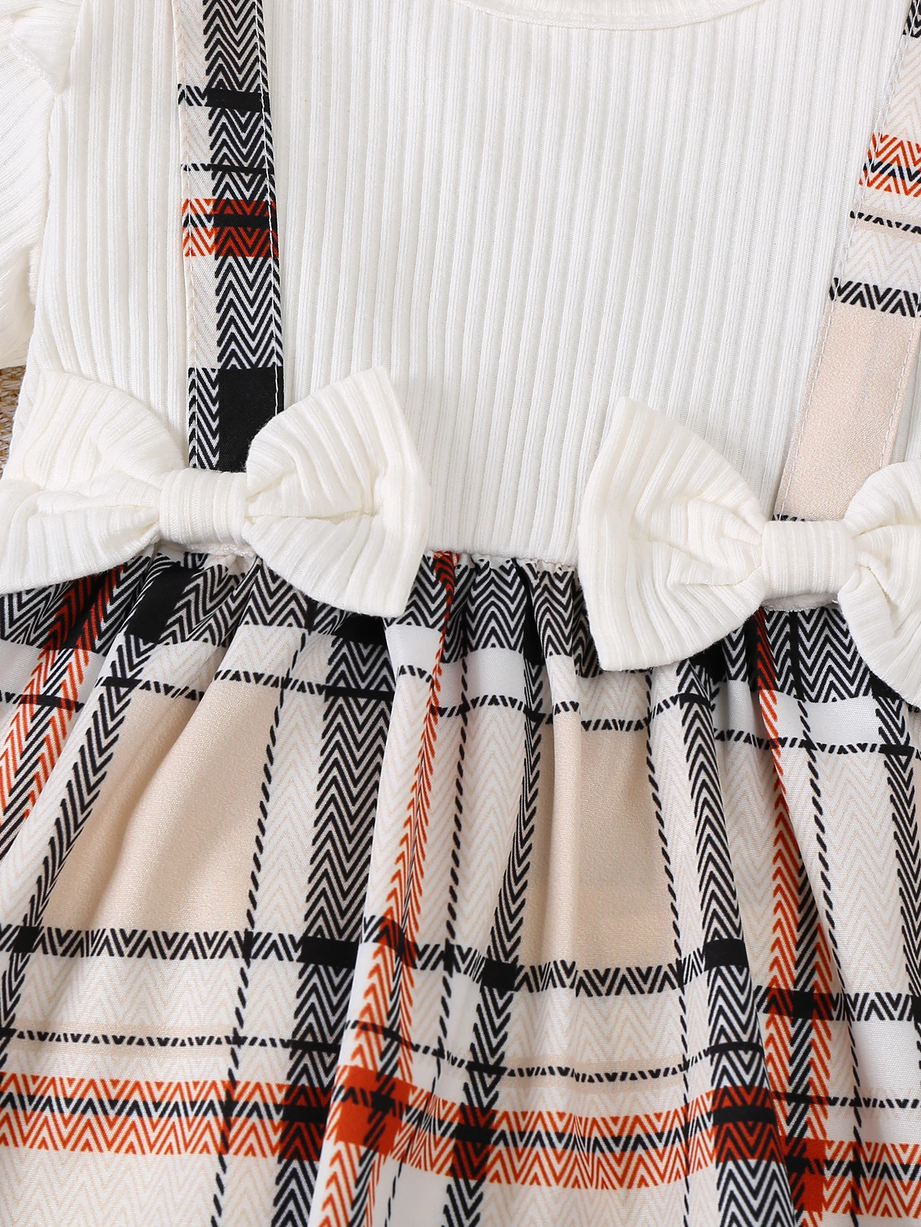 فستان بناتي كاجوال منقوش من القماش ، مرقع ، موضة ، حاشية ، زخرفة القوس ، منقوشة ، منقوشة ، قطعتين