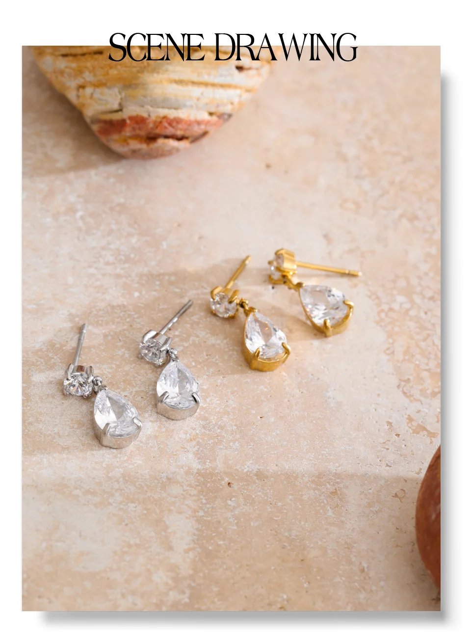 Yhpup Bling glänzende AAA-Kubikzirkonia-Wassertropfen-Ohrringe, täglich, klassisch, hochwertiger Edelstahl, modischer Premium-Schmuck, Geschenk – Detail 8