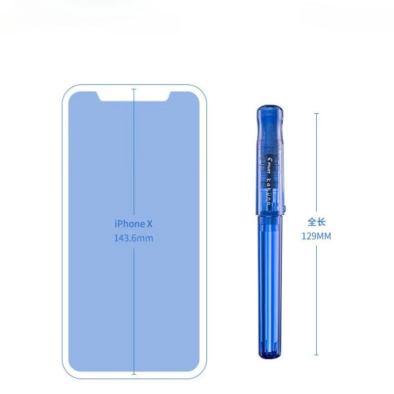 Limited Edition Transparent Resin Blue Pen PILOT Kakuno Smile  Japan Fountain Pens F M Replaceable Ink Bag  Calligraphy Lovers