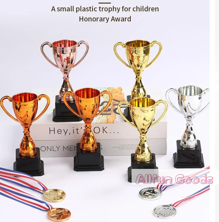 [TG835]2Pcs Plastic Trophy Small Size Plastic Material Award Trophies Pentagram Star Trophy Model Mini Trophy Kids Party