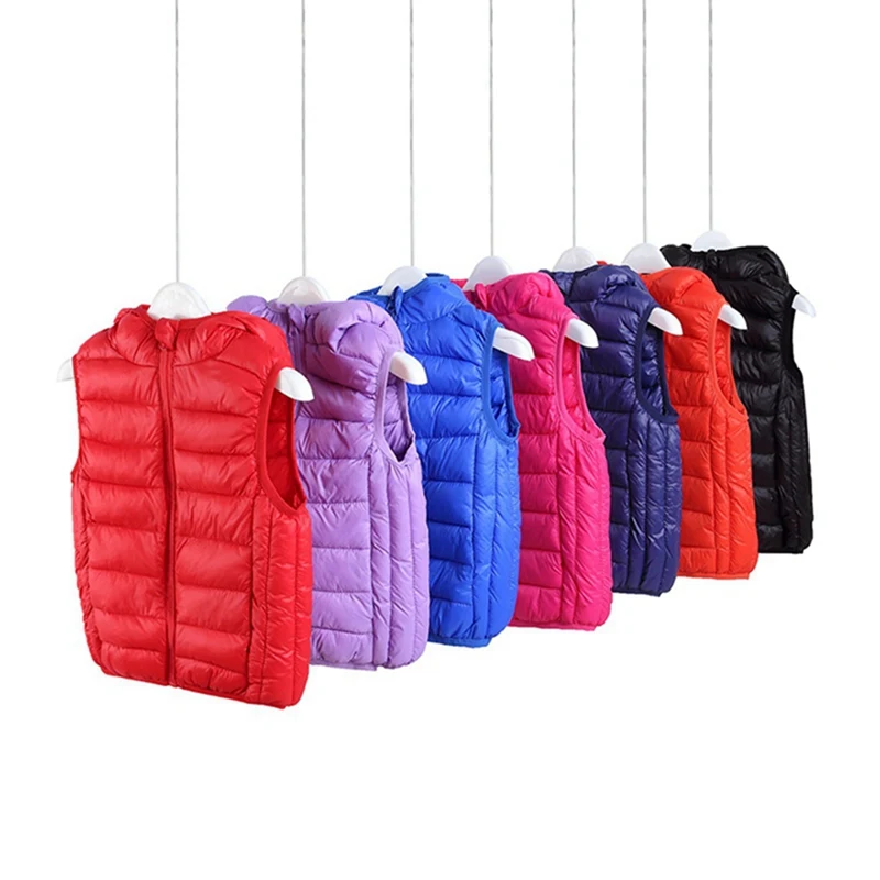 

Winter Kids Hooded Vest Lightweight Winter Sleeveless Jacket, Polyester Fiber Fill, Warm Cozy Zip-Up Waistcoats for Boys Girls