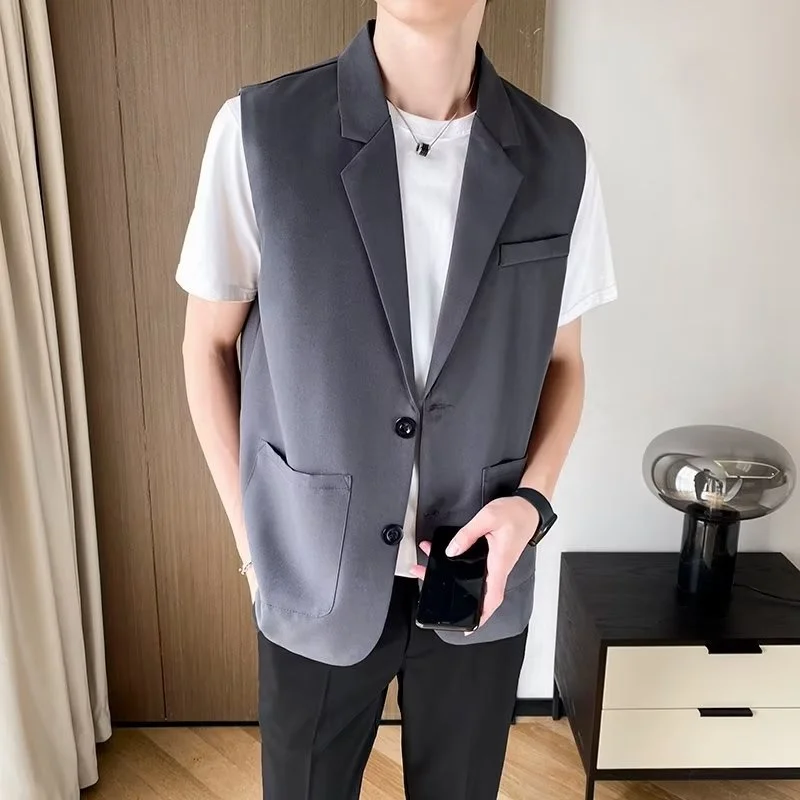 Suit Vest Men Slim Fit Fashion Social Mens Dress Vest Korean Business Casual Solid Color Vest Mens Office Formal Vest S-3XL