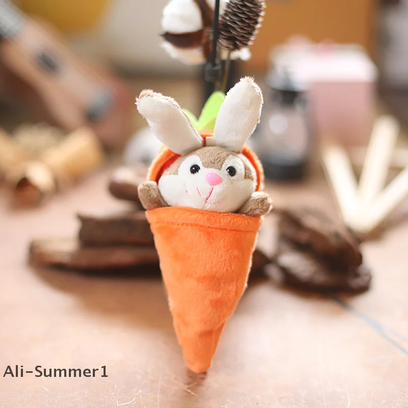 【E】1Pc Reversible Bunny Carrot Plush Soft Plush Toy Kawaii Girl Keychain Holiday Gift Backpack Pendant