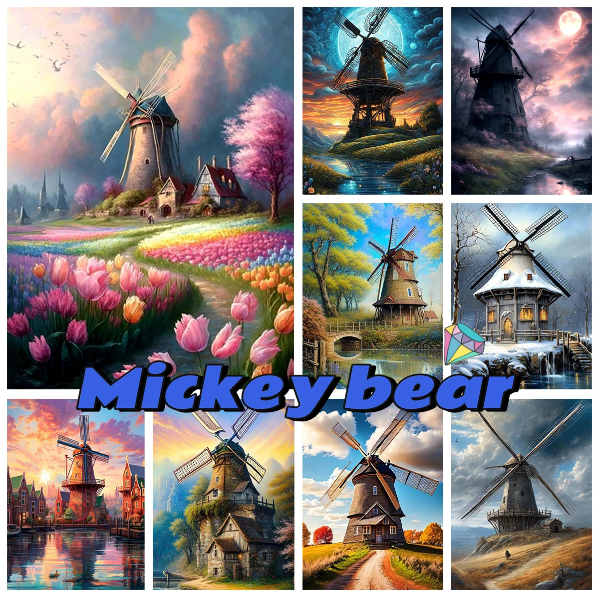 

Countryside Farm Diamond Embroidery Kit Windmill Mill Diy Diamond Painting Color Cross Stitch Landscape Mural Home Wall Decor