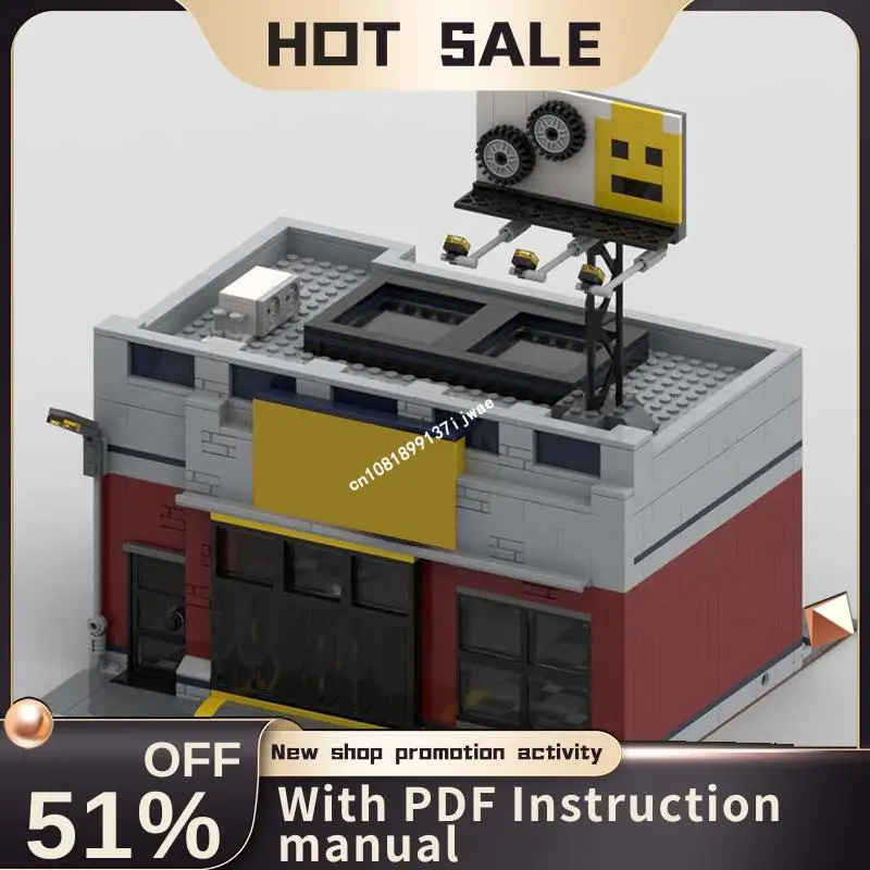 

Новый 927 шт., город, хит продаж, вид на улицу, Moc, модульная тюнинговая модель мастерской, головоломка на заказ, сделай сам, креативные идеи, детская игрушка, подарок на день рождения