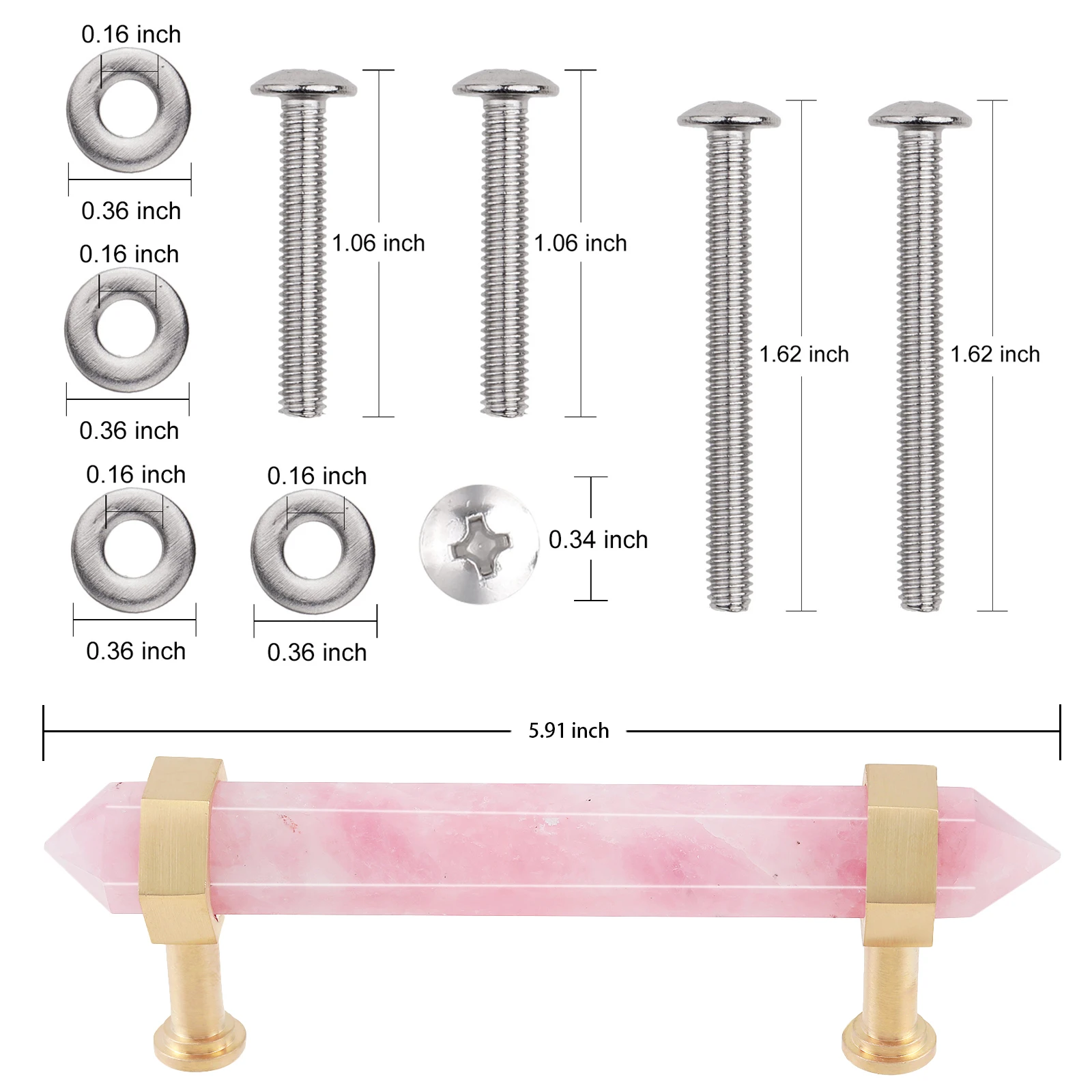 Modern Style Double-Pointed Crystal Point Wand Drawer Cabinet Pulls Knobs Dresser Cupboard Door Brass Furniture Handle Hardware