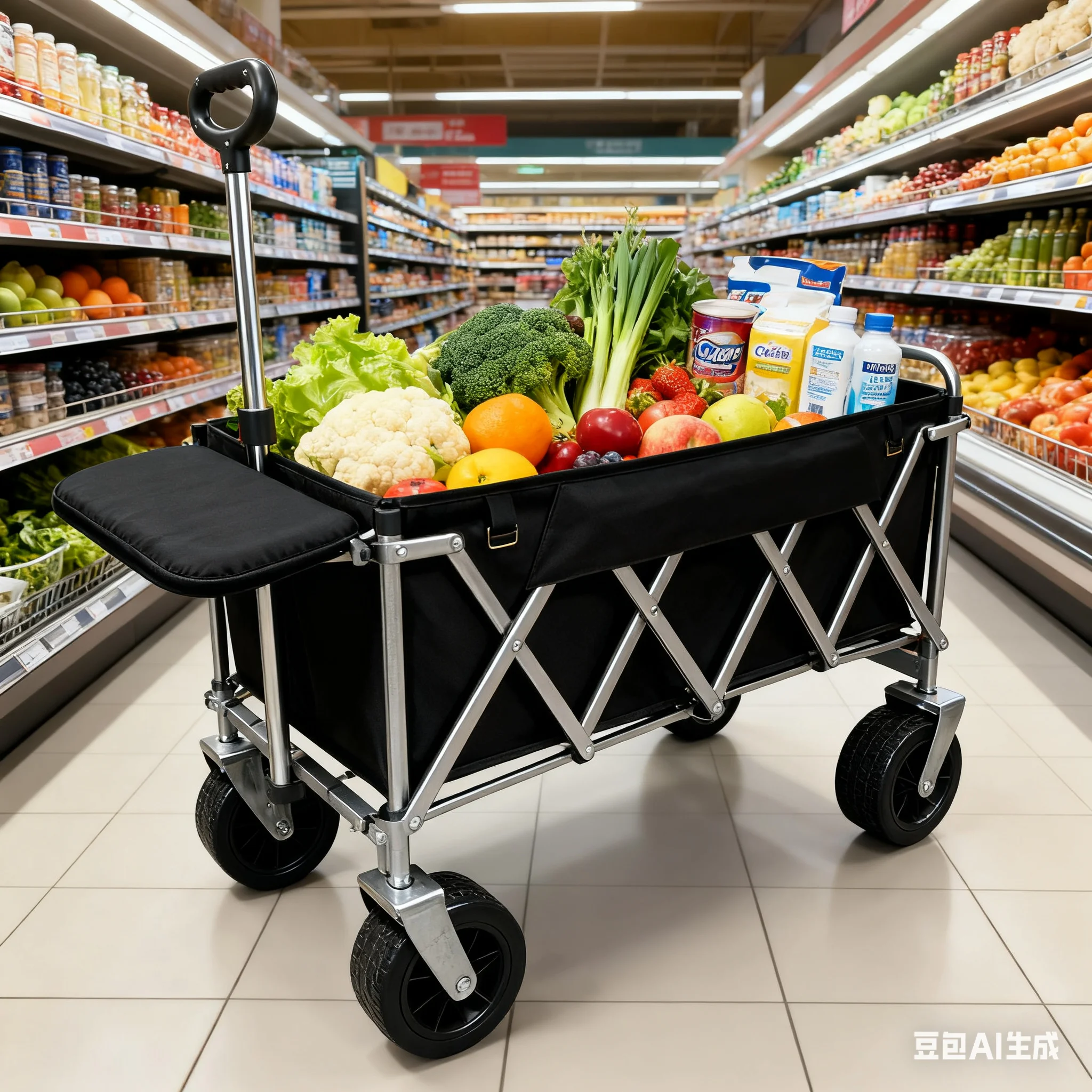 200kg Capacity Aluminum Alloy Outdoor Folding Picnic Trolley Portable Suitable  Pushing  Pulling Openable Tailgate  Cup Holder