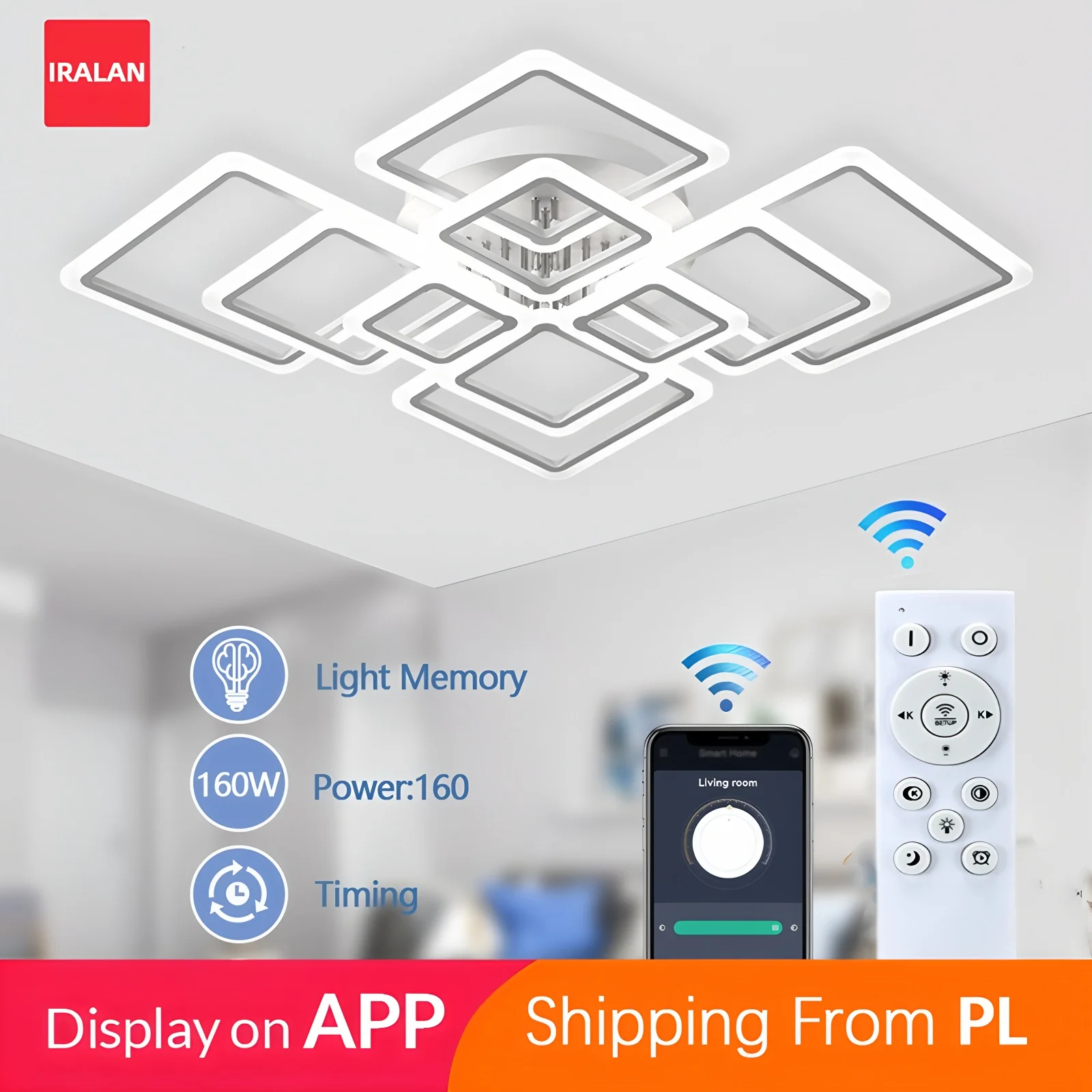 Lampade da soffitto a LED con controllo remoto intelligente e dimmerabile tramite app, lampade da soffitto quadrate moderne per illuminazione domestica, lampade da stanza in acrilico