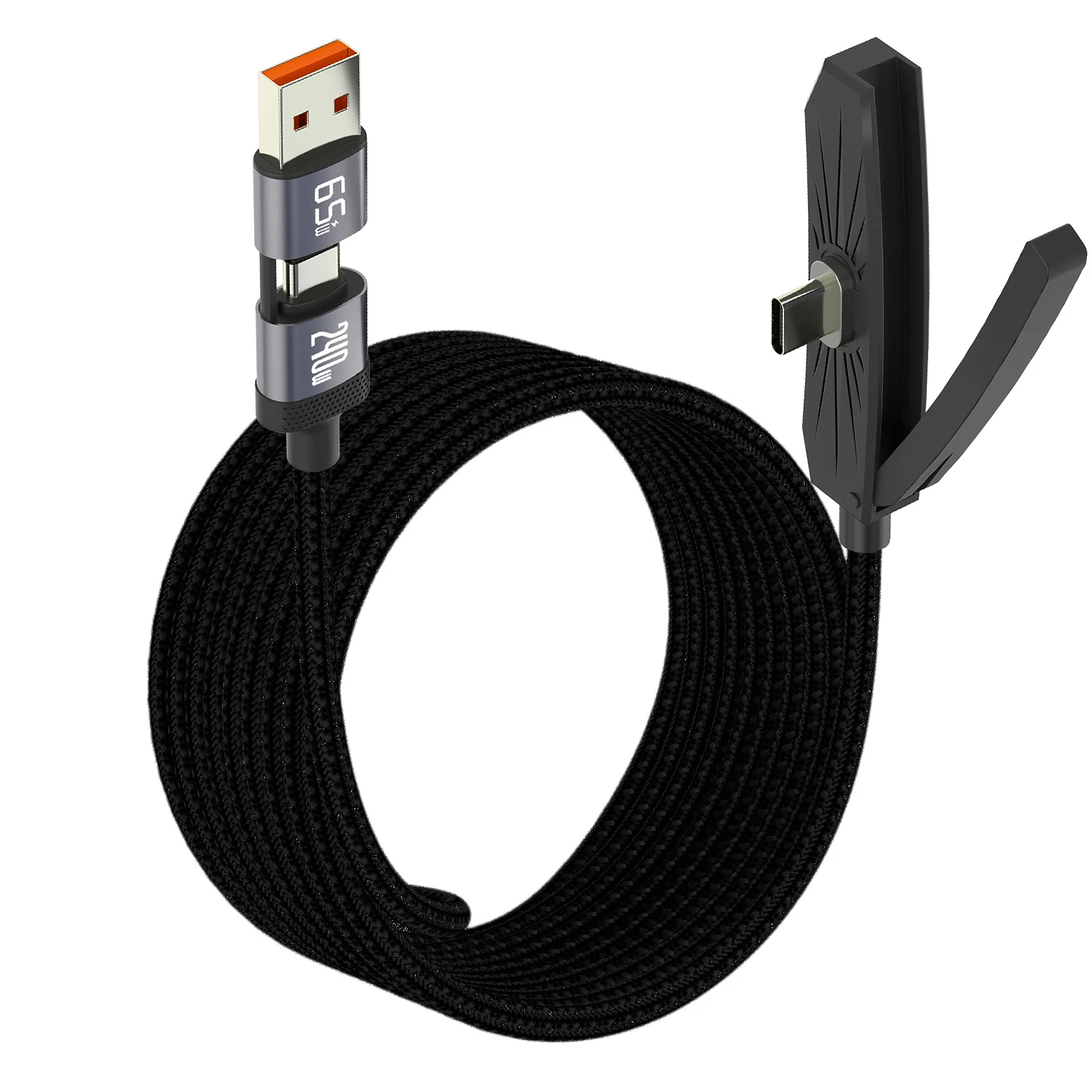 1.75M 2-IN-1 USB Type C 240W Fast Charging Cable With Foldab