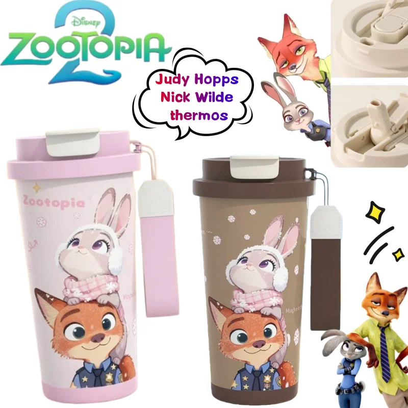 

Термос Zootopia Джуди Хоппс и Ник Уайлд с ярким мультяшным принтом, большой емкости, портативный, для пары, для кофе и напитков