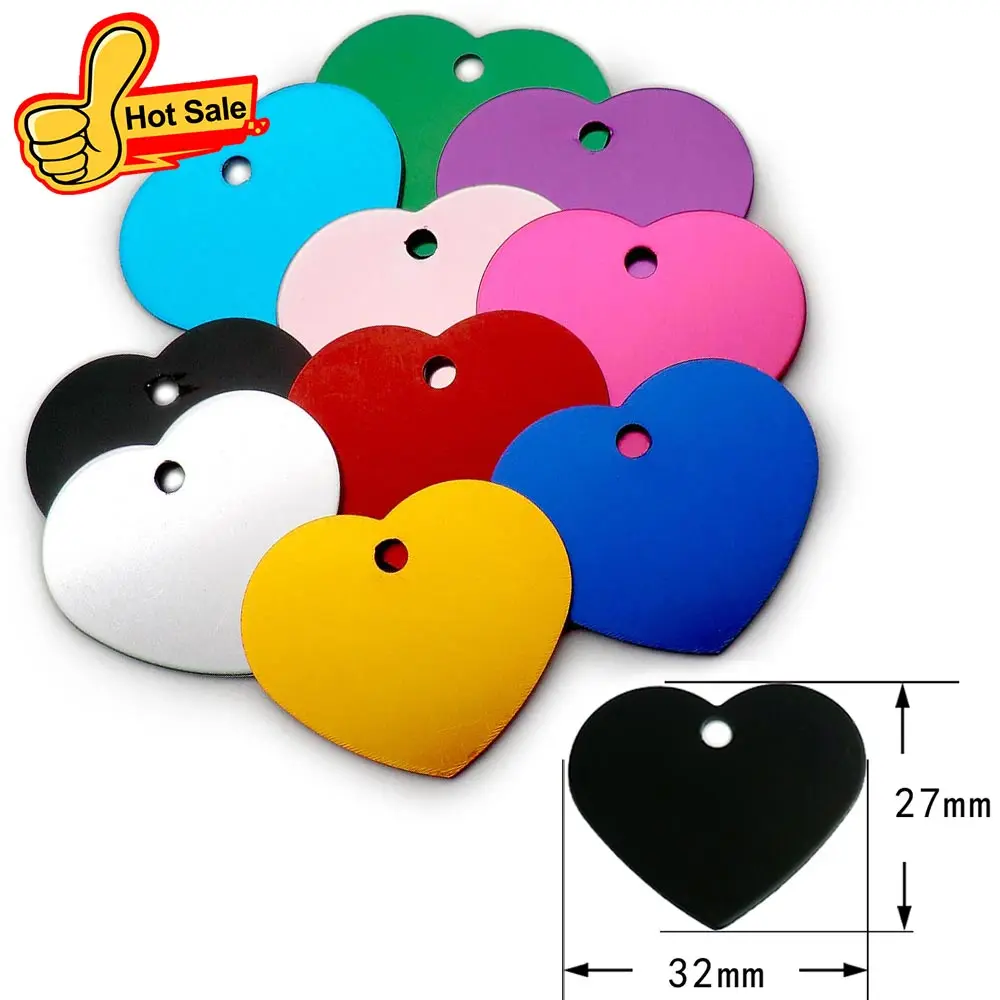Zufällige Mischung, 100 Stück, blanko, Aluminium-ID-Tag, personalisierbar, für Hunde und Katzen, Namensschilder, individueller Anhänger, gravierbares Ornament-Zubehör