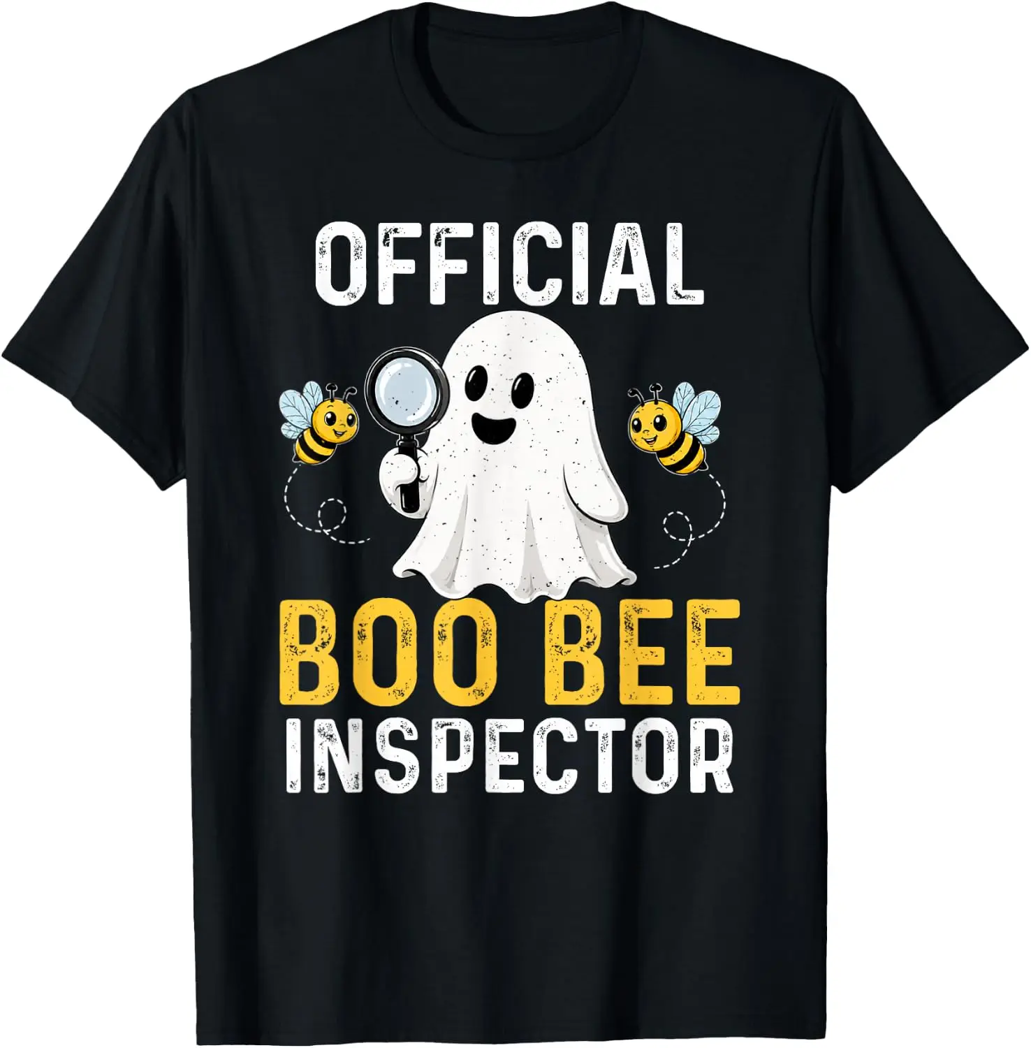 Halloween Ghost Boo Official Bee Inspector Funny Costume Men T-Shirt vintage style tee  boxy fit tee black graphic tee 100% cotton men