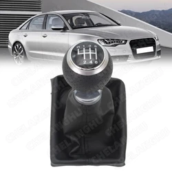 For Audi A6 C6 (2004-2012) A4 S4 B8 8K A5 8T 8F Q5 8R 2007-2015 Car 5 Speed / 6 Speed Gear Stick Shift Knob With PU Leather Boot
