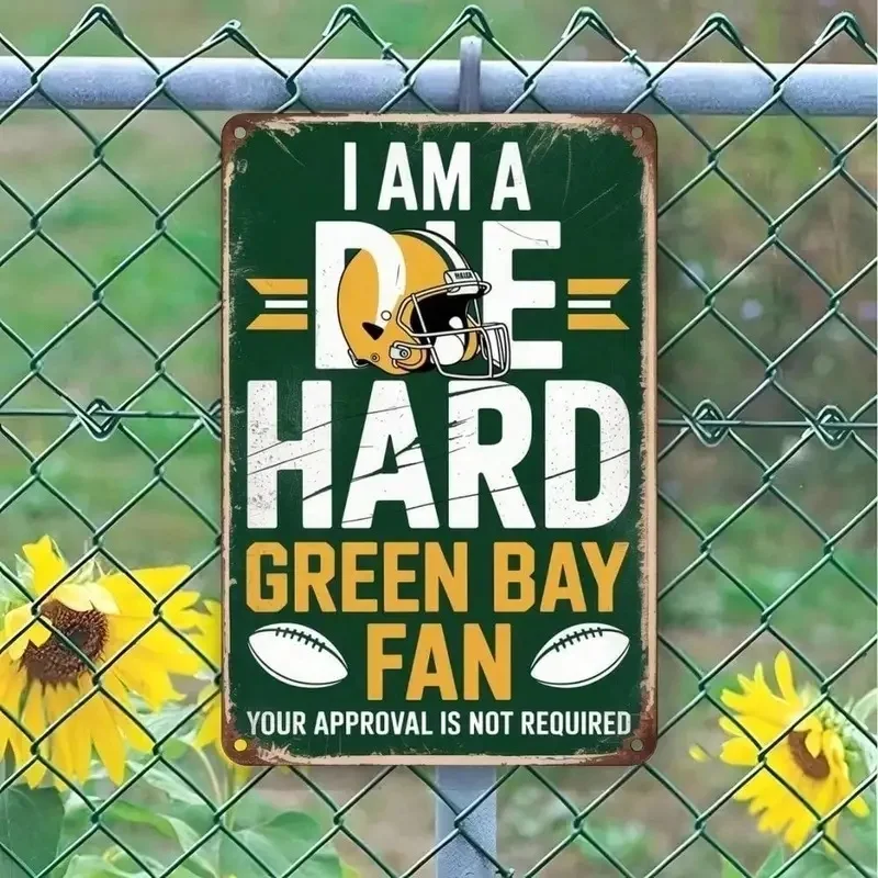 1Pc Green Bay Packers Vintage Metal Tin Sign, Tinplate Rustic Wall Decor for Home, Bar & Man Cave, Sports Hanging Plaque Gift