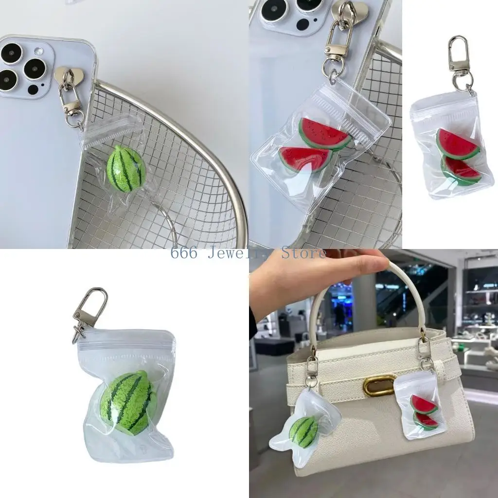 F2TD Adorable Watermelon Ring Alloy Keychain Lightweight Phone Charm Korean Gift For Girls Teens