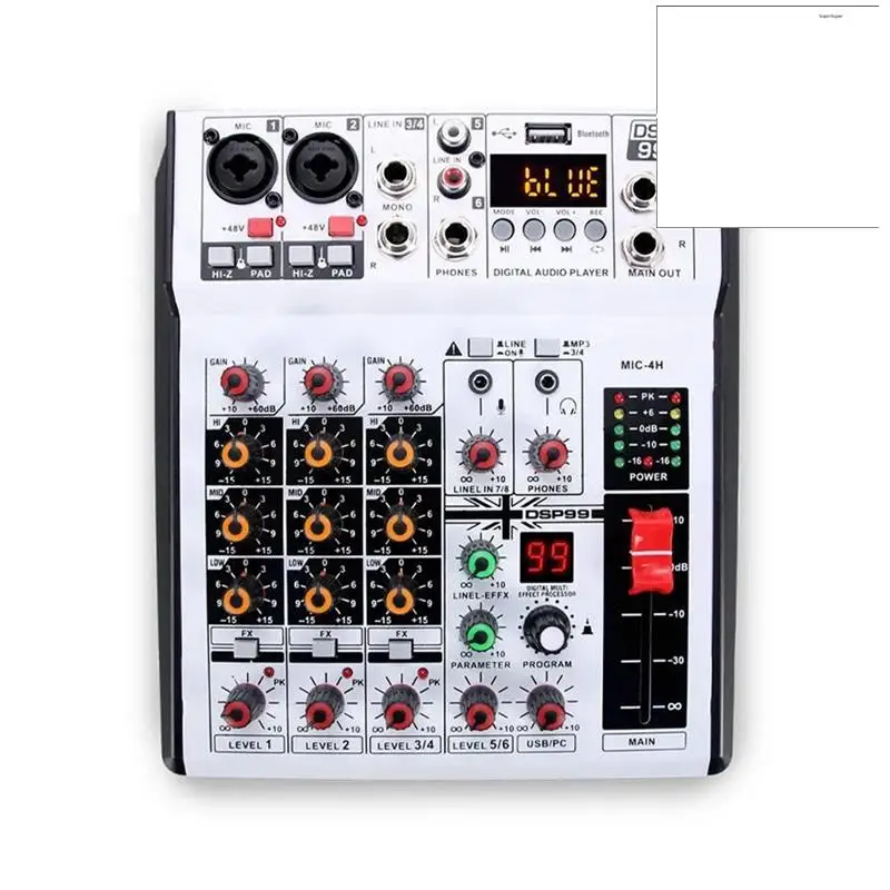 

Hot Selling-Professional Digital 4 Channel Audio Mixer Sound Mixing Console Stereo Mixers For DJ Recording Karaoke Bar EU Plug,P