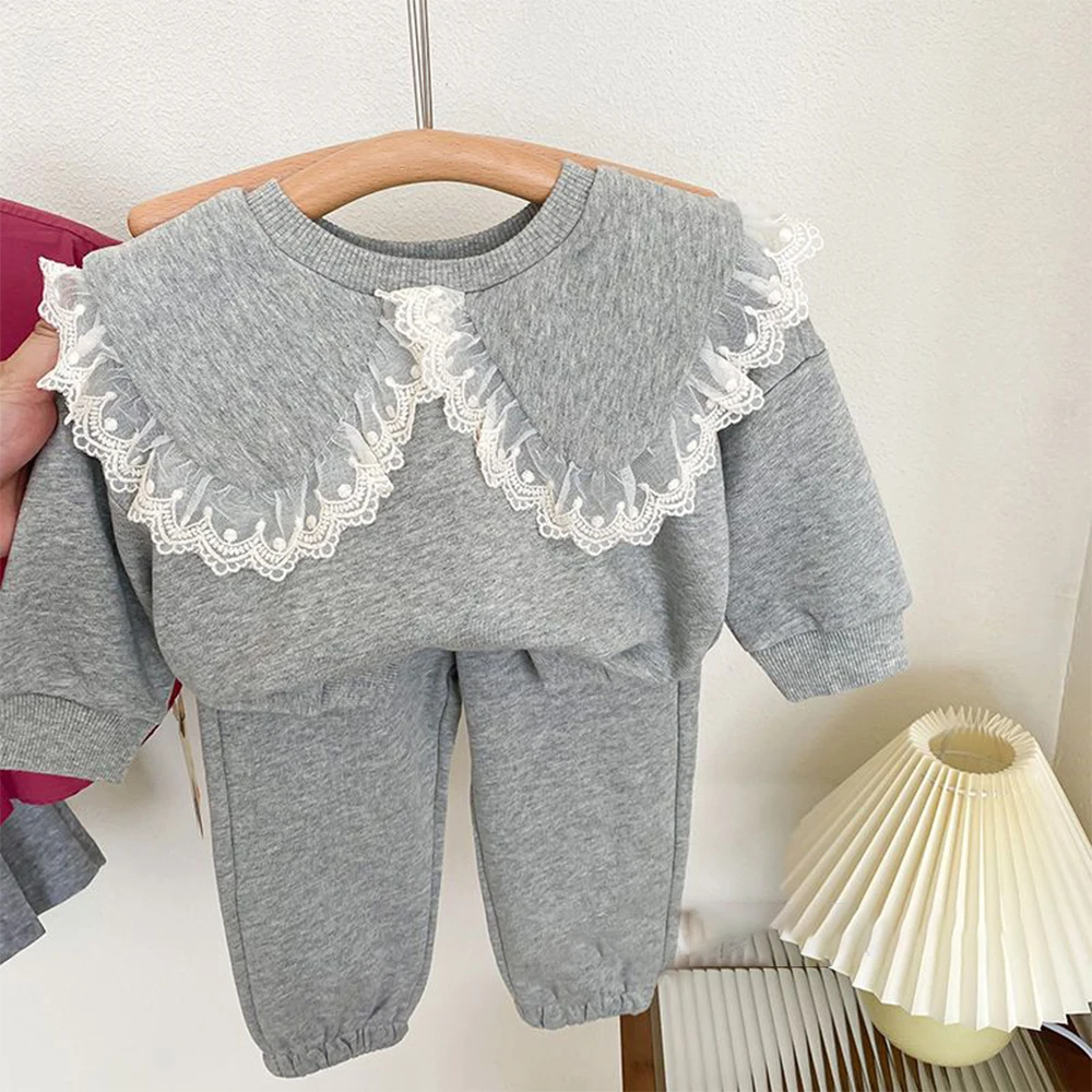 Autumn and Winter Promotion Baby Kids Clothes Pants Set  Casual Sport Outfits Loungewear Casual Pullover Tracksuit Suit