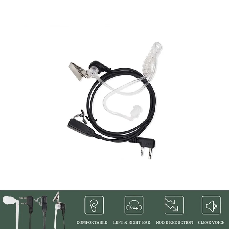 2 دبوس PTT MIC سماعة السرية الصوتية أنبوب داخل الأذن سماعة ل كينوود TYT Baofeng UV-5R BF-888S CB اتجاهين راديو الملحقات