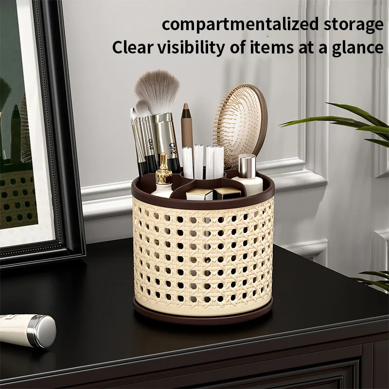 Home Essential Ancient Style Storage Tube - Rotatable & Multi-Functional, Desktop Partition, Stationery & Makeup Brush Organizer