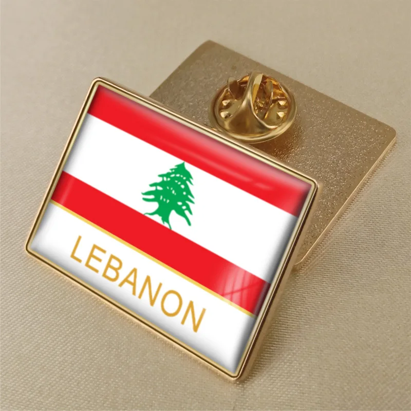Lebanese flag crystal dropper badge brooch, flags of various countries around the world chest