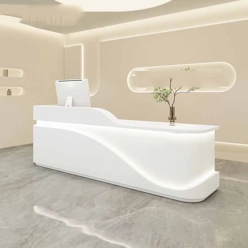 Curved Luxury Reception Counters Large Organizer Business Clinic Desk Reception Classic Arched Empfang Theke Office Furniture