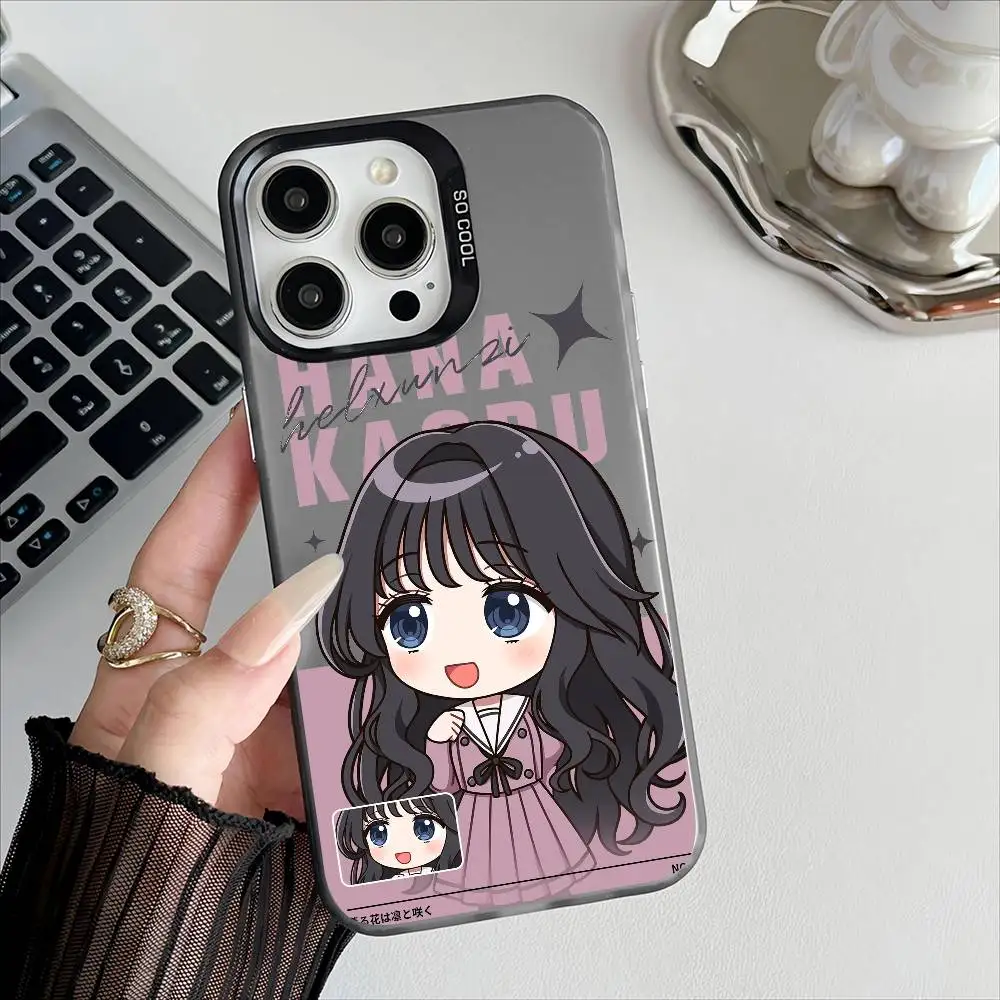 حافظة هاتف K-Kaoru Hana wa Rinto Saku لهاتف آيفون 16 15 14 13 12 17 Pro Max زر معدني مستقل مطلي بالكهرباء