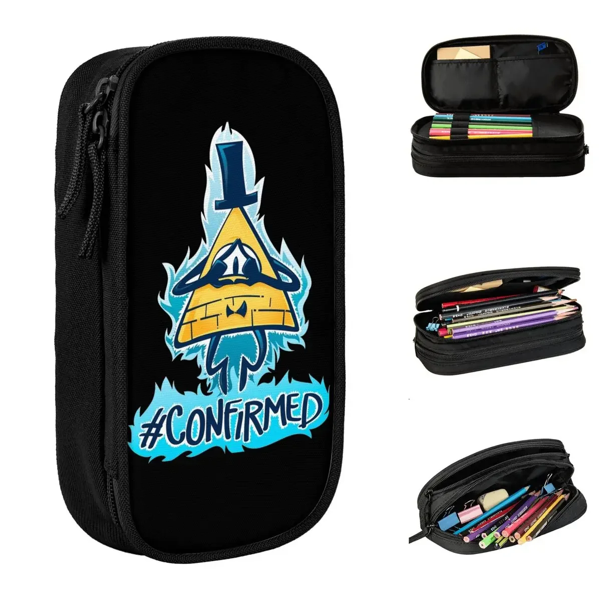 Bill Cipher CONFIRMED Gravitys Falls Merch Pen Box Large Capacity Office Accessories Pencilcase Gift