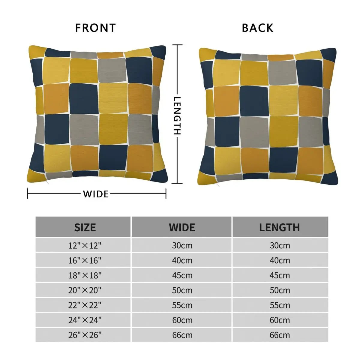 Check Grid Mustard Ochre Navy Square Pillowcase Polyester Linen Velvet Creative Decor Throw Pillow Case Car Cushion Cover 18