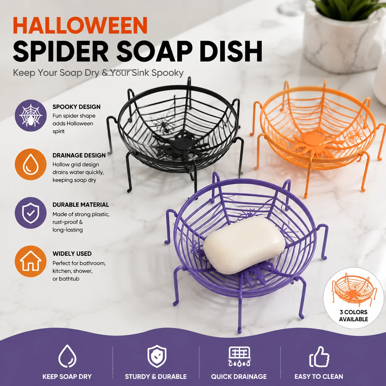 Halloween Spider Web Fruit Plate Drain Basket Festival Atmosphere Cartoon Candy Box Home Decorations Trick Or Treat Supplies