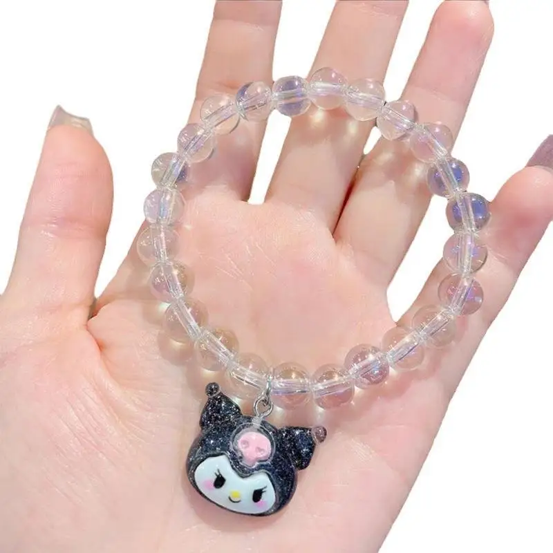 Miniso Cartoon Kawaii Girl Heart Sanrio Couple Bracelet Kulomie Melody Gradual Change Ice Through Girlfriend Plate Play Bracelet