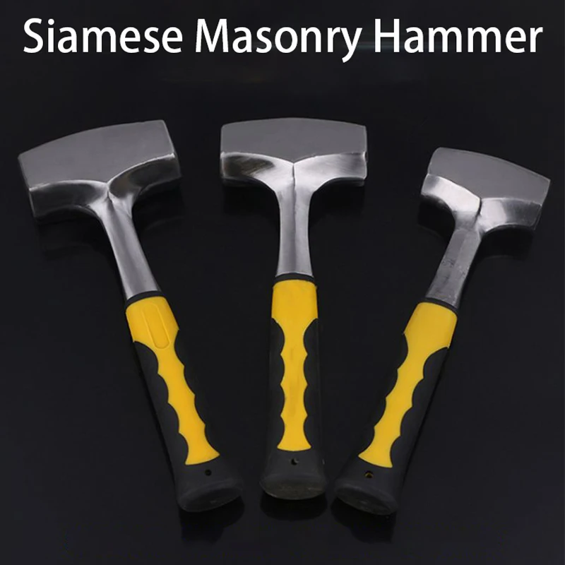 Siamese Heavy Duty Masonry Hammer Large Square Head Solid Octagonal Hammer Professional Stone BreakerMulti-tool Hand Tools