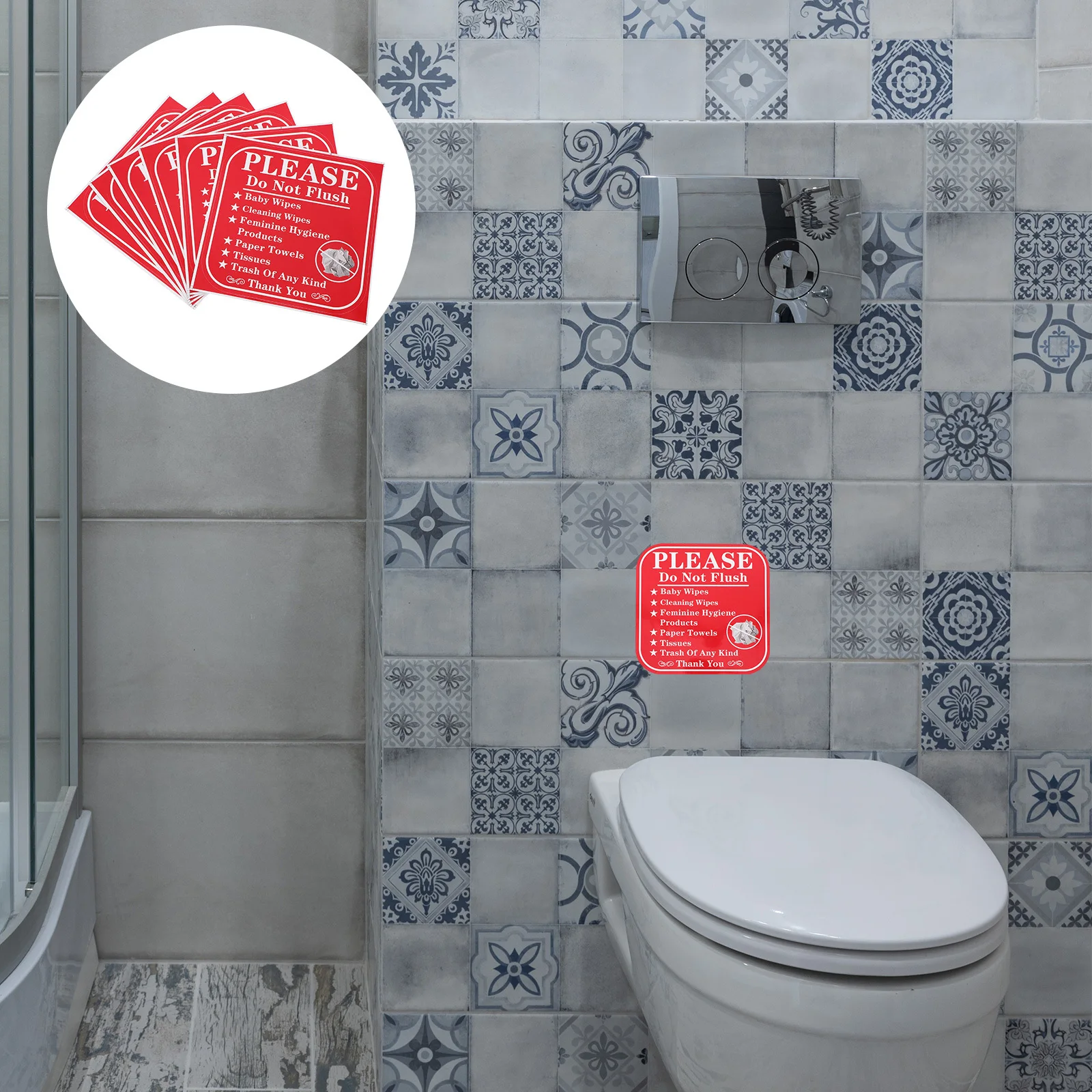 24 Uds. Pegatinas para no al ras, calcomanías de información para el baño, fáciles de aplicar, quitar, por favor, no al ras pegatinas