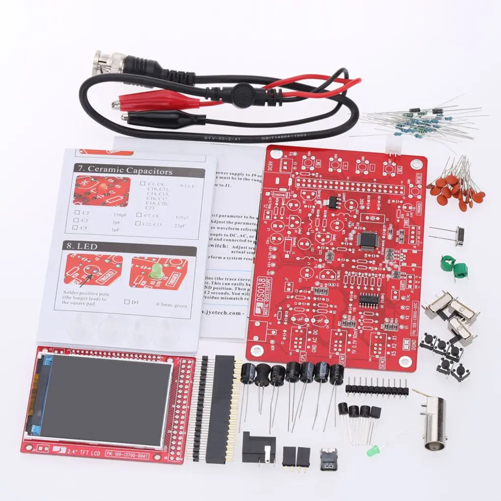 Imagem -05 - Osciloscópio Display Lcd Vermelho Faça Você Mesmo Shell Conjunto Eletrônico Dso138-digital