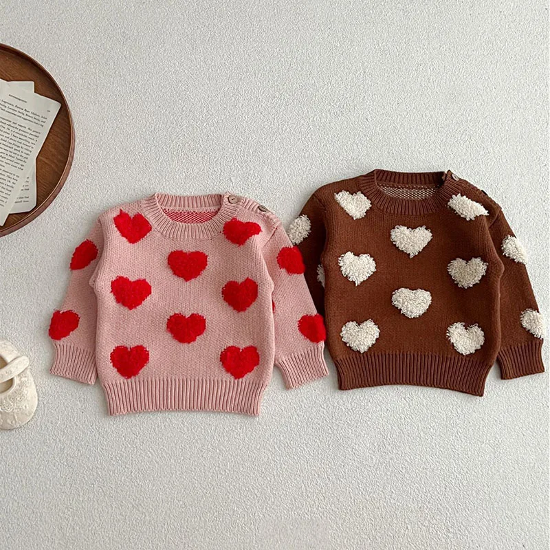 

MILANCEL New Autumn Baby Sweater Infant Cute Love Knitted Pullover