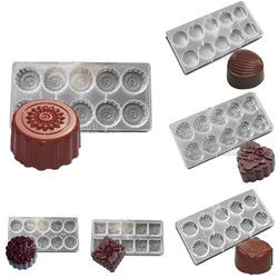 3cm Height Chinese Traditional Pattern Mooncake Style Round Square Shell Heart PC Polycarbonate Chocolate Mold Ice Molds DIY