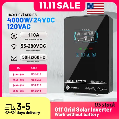 SUMRY 4KW 6KW 120V Off Grid Solar Inverter 24V 140A 5600W MPPT Caricatore Onda Sinusoidale Pura Casa inverter Display LCD da 6,25 pollici