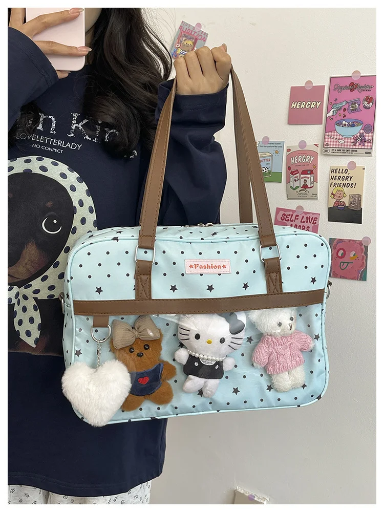 College-Style JK-Uniformtasche, süße und mädchenhafte Handtasche mit großem Fassungsvermögen, vielseitige Studenten-Umhängetasche für den Unterricht, lässige Crossbody-Tasche. – Detail 3