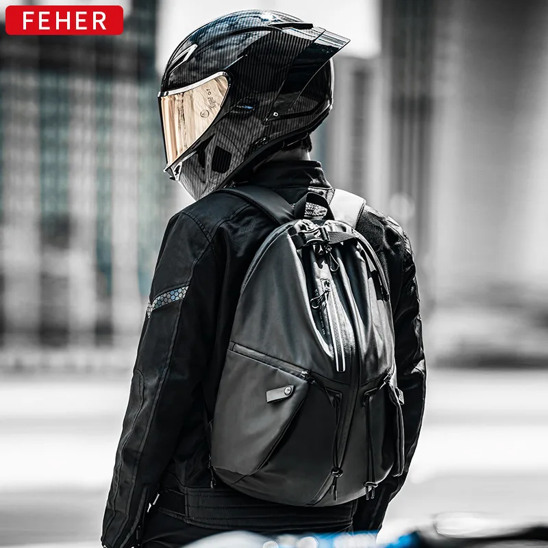 Feher Zaino da equitazione per moto Borsa per casco impermeabile Borsa per attrezzatura per moto di grande capacità Zaino da equitazione City Ridi