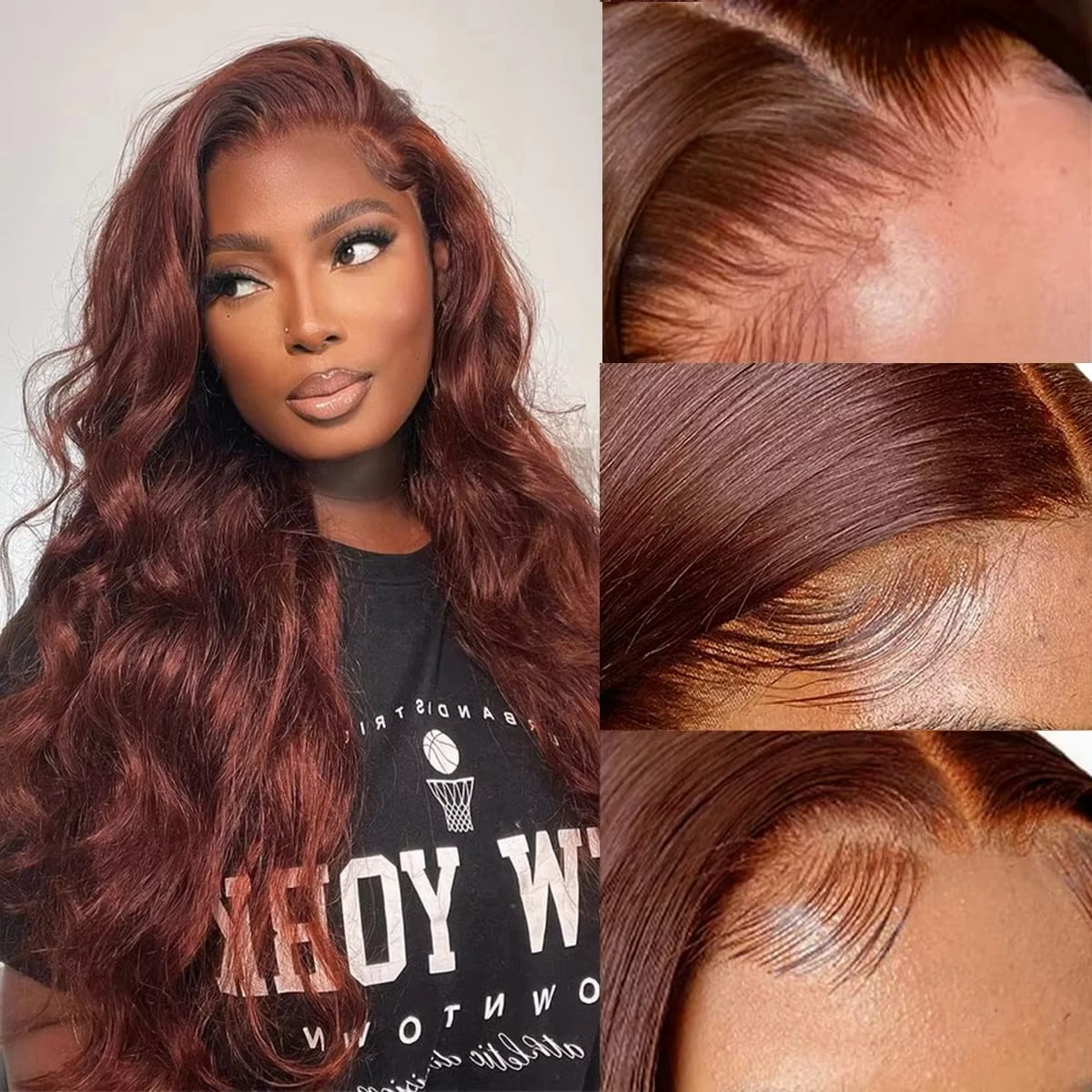 

36 40 Inch 13x5 Colored Reddish Brown Body Wave 250% 13x6 Hd Lace Front Human Hair Wigs For Women Red Frontal Wigs Pre Plucked