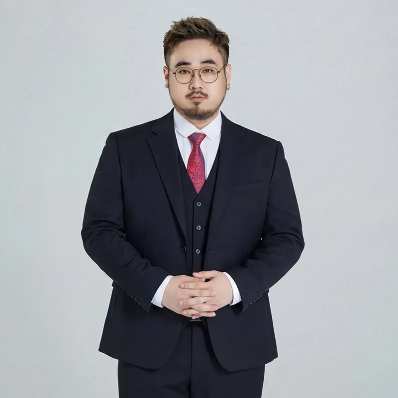 Shanxi Large-Sized Elasticated Suit for Wedding Best Man and Groom Formal Dress Anti-Wrinkle and Iron-Free Three-Piece Set view 5