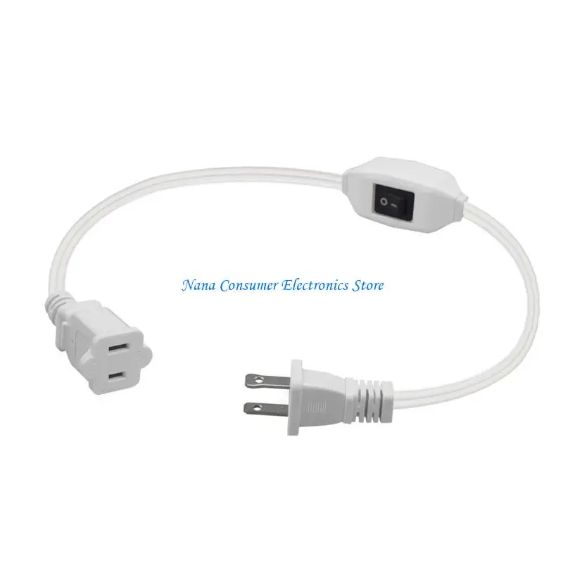 G7NE Power Cord White Black Line with On/Off Switch Cables Wire 2Pin US Plug Cable