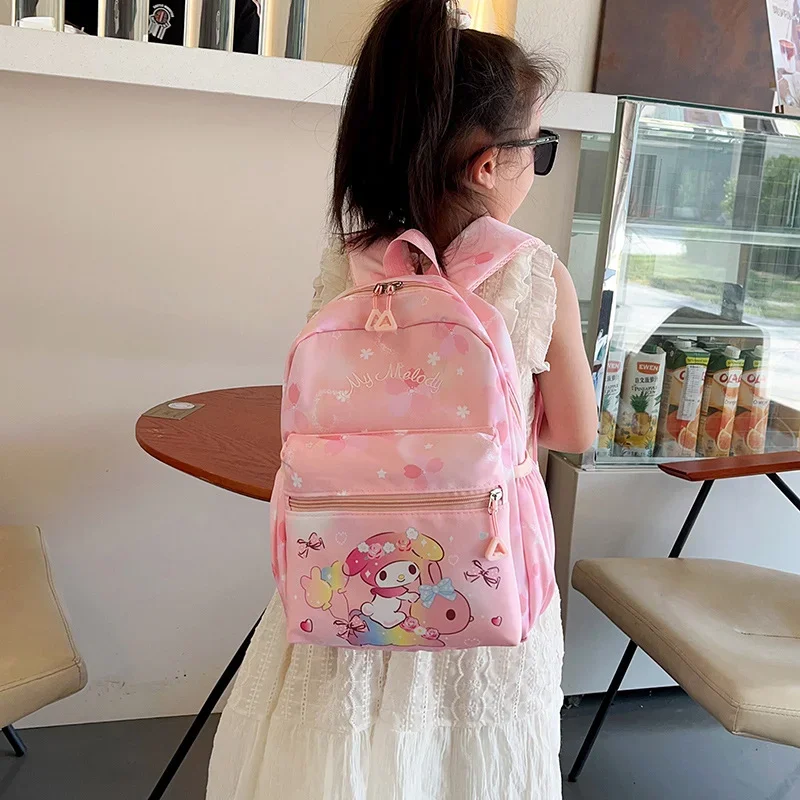 Sanrio Kulomi Cute and sweet student schoolbag Melody cartoon print fresh and simple lightweight casual large capacity backpack