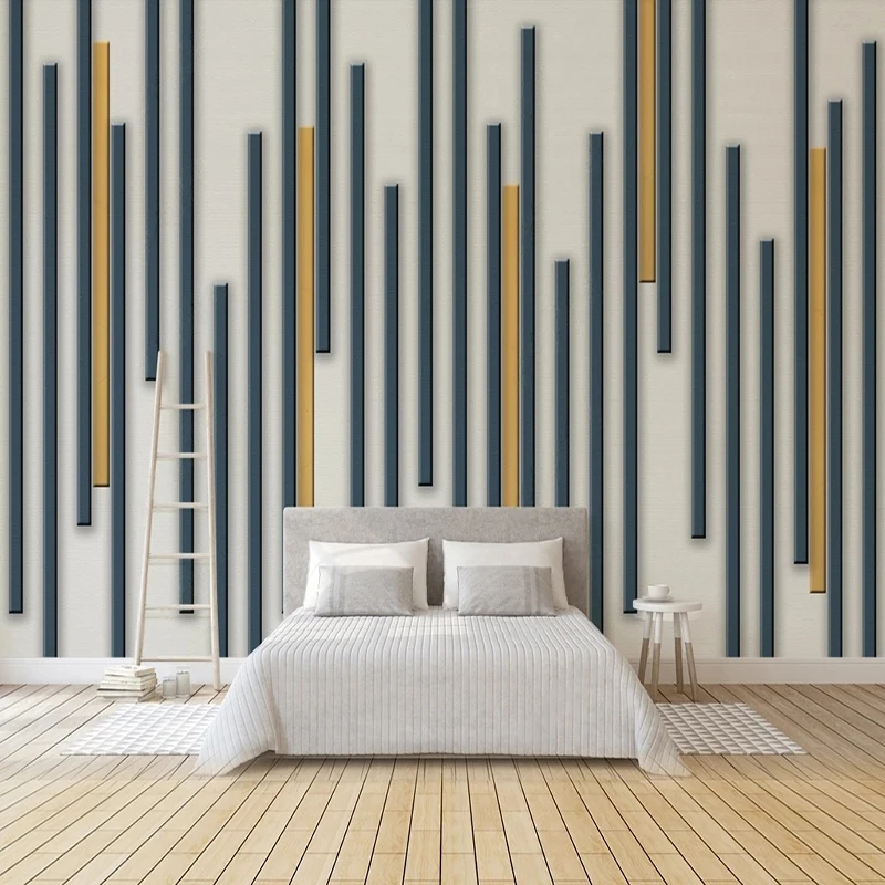 Customizable Size Geometric Stripe Wall Mural European Style 3D Wall Decor for Living Room TV Cafe Background Papel De Parede 3D