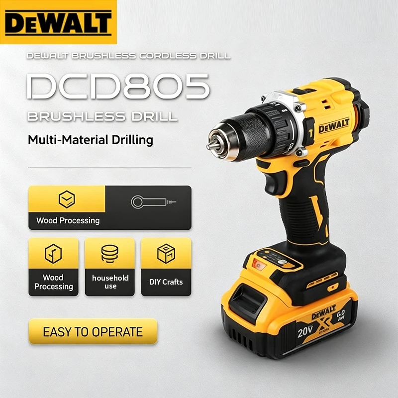 DEWALT DCD805 20V Brushless Impact Drill/Driver, 1/2