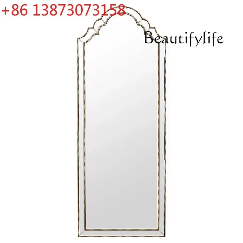 American Retro Dressing Mirror Wall-Mounted Clothing Store Full-Length Mirror Light Luxury Floor Living Room Full-Length Mirror