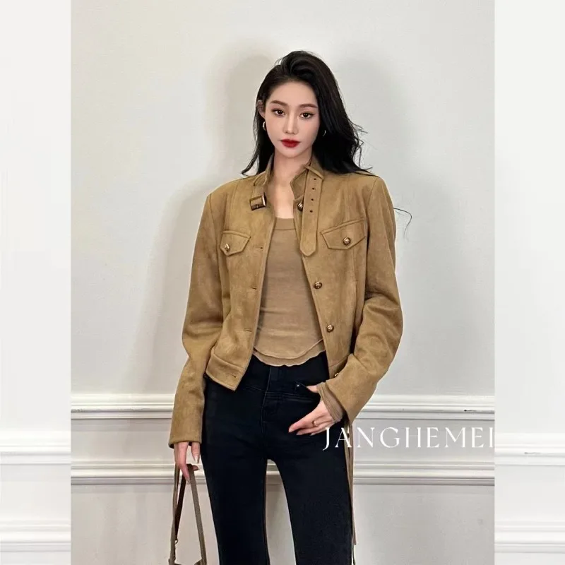 

Korean Fashion Temperament Casual Design Sense Stand Collar Jacket for Women's Spring Casual Loose Coat Female Clothing